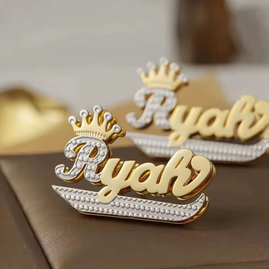 CUSTOM NAME DOUBLE PLATED STUD EARRINGS