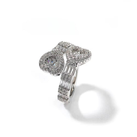 PRETTY 18K HEART ICED OUT RING