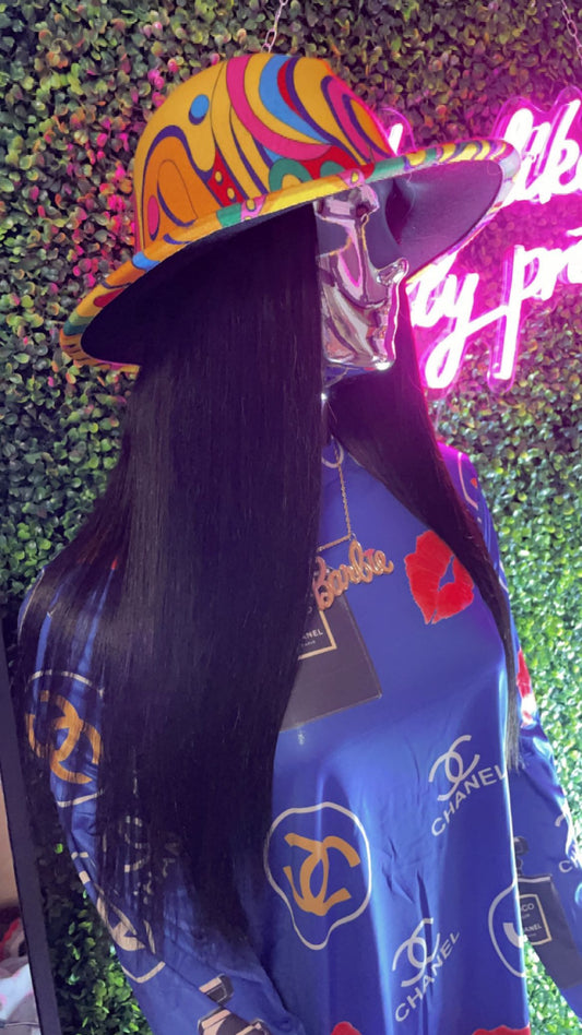 CUSTOM FEDORA STRAIGHT HAIR WIG HAT